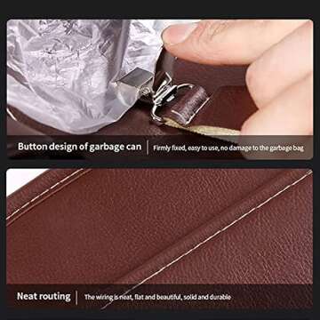 Appleya Leather Car Seat Back Organizer Tray Travel Car Storage Organizer Pad Bag with Foldable Table Car Trash Can Auto Accessories (Color : Beige)