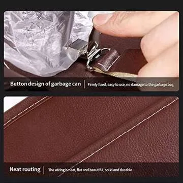 Appleya Leather Car Seat Back Organizer Tray Travel Car Storage Organizer Pad Bag with Foldable Table Car Trash Can Auto Accessories (Color : Beige)