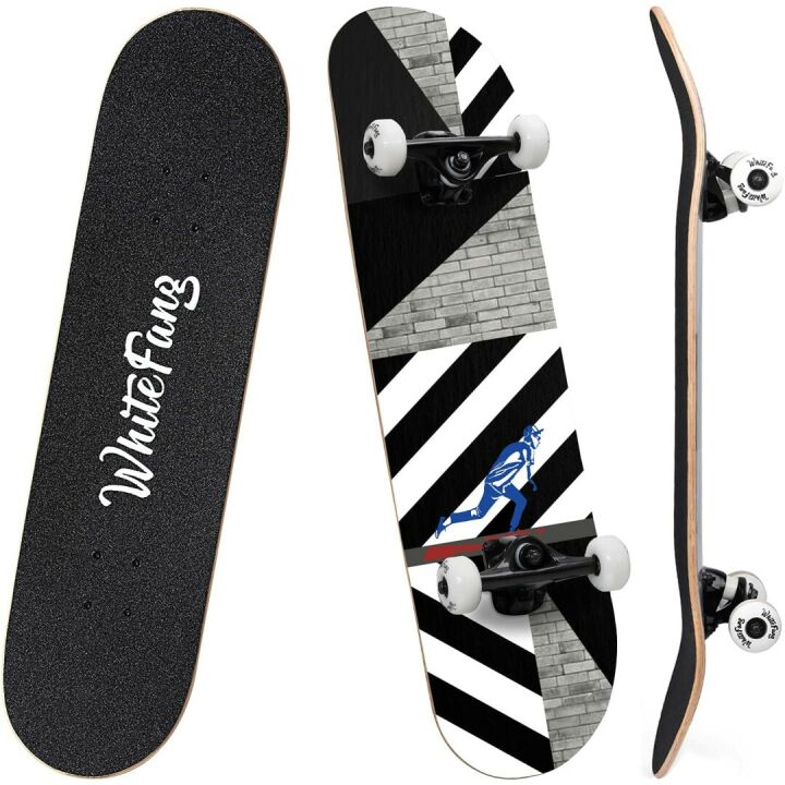 WhiteFang Skateboard for Beginners - 31" Maple Deck