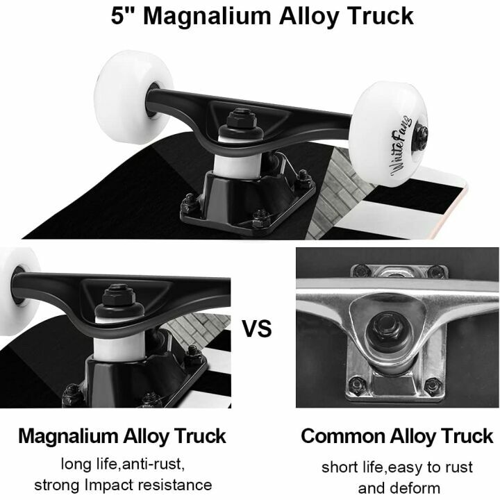 WhiteFang Skateboard for Beginners - 31" Maple Deck