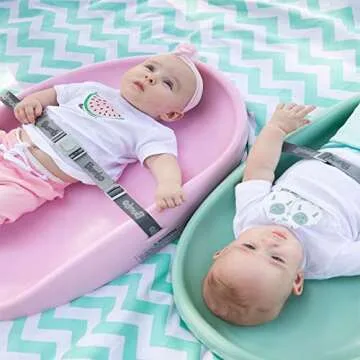 Bumbo Baby Diaper Changing Pad, Wipeable On The Go Mat Changer with Restraint Belt, Pink