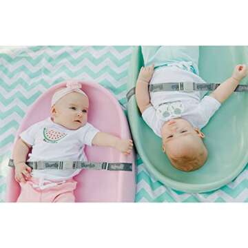 Bumbo Baby Diaper Changing Pad, Wipeable On The Go Mat Changer with Restraint Belt, Pink