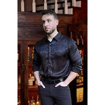 Stylish COOFANDY Men's Floral Dress Shirt - Perfect for Events