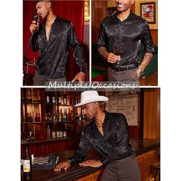 Stylish COOFANDY Men's Floral Dress Shirt - Perfect for Events