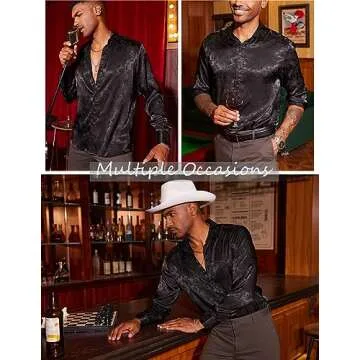 Stylish COOFANDY Men's Floral Dress Shirt - Perfect for Events