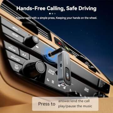 Bluetooth Receiver for Car, Noise Cancelling 3.5mm AUX Bluetooth Car Adapter, Wireless Audio Receive...