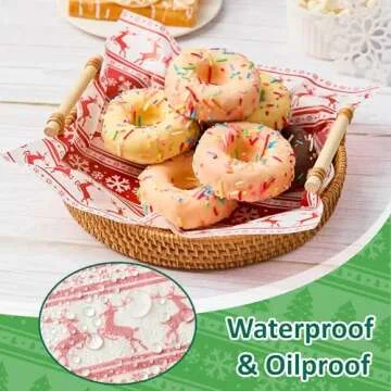 Zezzxu 100 Sheets Wax Paper for Food, Red and Green Parchment Paper for Cookie Box Deli Wrapping Paper Grease Resistant Basket Liners (9.8 x 9.8 Inches)