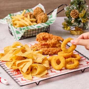 Zezzxu 100 Sheets Wax Paper for Food, Red and Green Parchment Paper for Cookie Box Deli Wrapping Paper Grease Resistant Basket Liners (9.8 x 9.8 Inches)