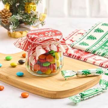 Zezzxu 100 Sheets Wax Paper for Food, Red and Green Parchment Paper for Cookie Box Deli Wrapping Paper Grease Resistant Basket Liners (9.8 x 9.8 Inches)