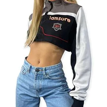 Argeousgor Women Zipper Vintage Jacket Slim Fit Stand Collar Coats Casual Y2k Fashion Outwear TikTok Fall Jacket