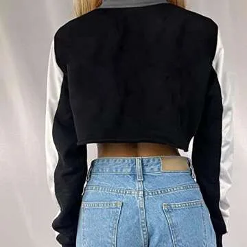 Argeousgor Women Zipper Vintage Jacket Slim Fit Stand Collar Coats Casual Y2k Fashion Outwear TikTok Fall Jacket