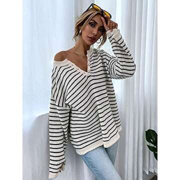 SHENHE Striped Knit Oversized Sweater - Perfect Comfort and Style