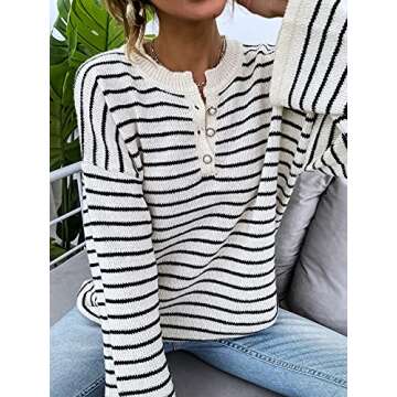SHENHE Striped Knit Oversized Sweater - Perfect Comfort and Style
