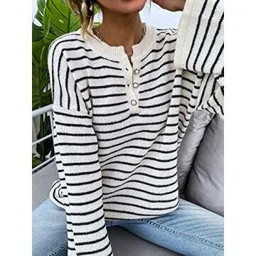 SHENHE Striped Knit Oversized Sweater - Perfect Comfort and Style