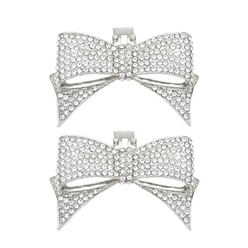 Vaguelly 1 Pair Rhinestone Shoe Clips Big Bow Detachable Shoe Buckles for Heels Flats Pumps Decorati...