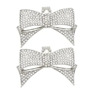 Vaguelly Rhinestone Bow Shoe Clips for Heels and Flats