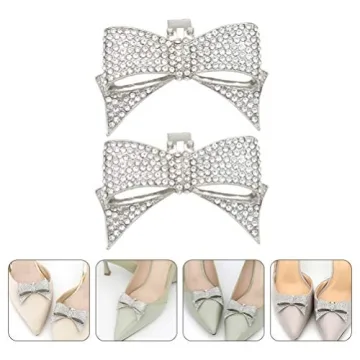 Vaguelly Rhinestone Bow Shoe Clips for Heels and Flats