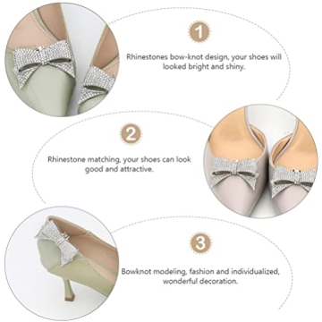 Vaguelly Rhinestone Bow Shoe Clips for Heels and Flats