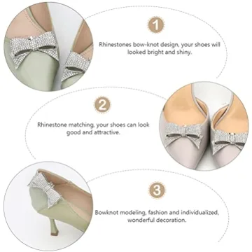 Vaguelly Rhinestone Bow Shoe Clips for Heels and Flats
