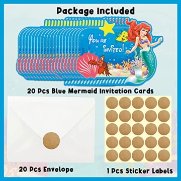 GOGOPARTY Mermaid Birthday Invitation Cards with Envelopes