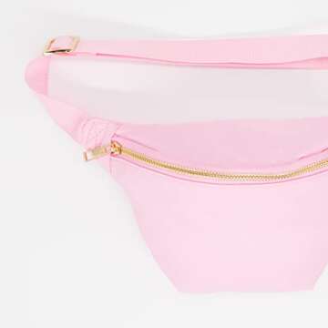 Phlox Collective Nylon Fanny Pack, Fashion Waist Pack Bag, Adjustable Fanny Bag, for Women, Men, and Kids (Light Pink)