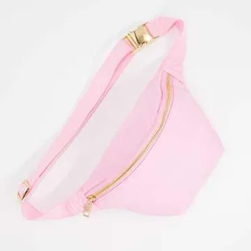 Phlox Collective Nylon Fanny Pack, Fashion Waist Pack Bag, Adjustable Fanny Bag, for Women, Men, and Kids (Light Pink)