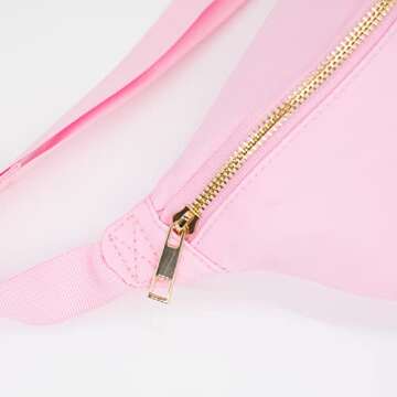 Phlox Collective Nylon Fanny Pack, Fashion Waist Pack Bag, Adjustable Fanny Bag, for Women, Men, and Kids (Light Pink)