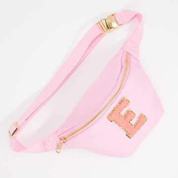 Phlox Collective Nylon Fanny Pack, Fashion Waist Pack Bag, Adjustable Fanny Bag, for Women, Men, and Kids (Light Pink)