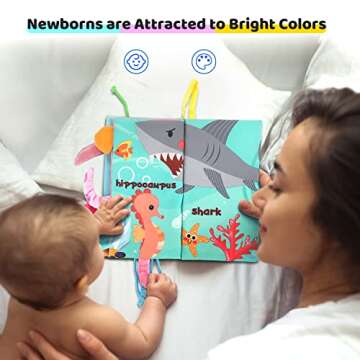 Sandrem Baby Soft Books, Early Education Toys for 0-12 Months Babies, The Cloth Book is Bright and Colorfast, Contains Sound Paper Inside, Which Helps The Newborn's Visual and Auditory Growth