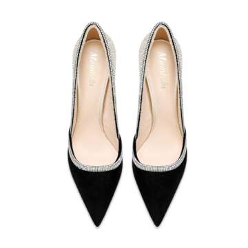 Women's Classic Closed Toe High Heels, Gold Sparkly Rhinestone Pointed Toe Pumps Stiletto Heeled Satin Prom Dress Shoes for Wedding Bridal Party,6