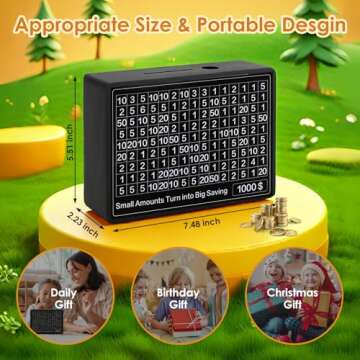 Cash Vault Wooden Money Box，Wooden Money Box with 8 Saving Targets，One Piece Cash Vault Wooden S...