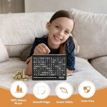 Cash Vault Wooden Money Box，Wooden Money Box with 8 Saving Targets，One Piece Cash Vault Wooden Savings Box Coin Money Savings Box with Counter ，Gift for Adults Kids Boys Girl (Black Color)