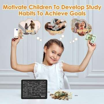 Cash Vault Wooden Money Box，Wooden Money Box with 8 Saving Targets，One Piece Cash Vault Wooden Savings Box Coin Money Savings Box with Counter ，Gift for Adults Kids Boys Girl (Black Color)