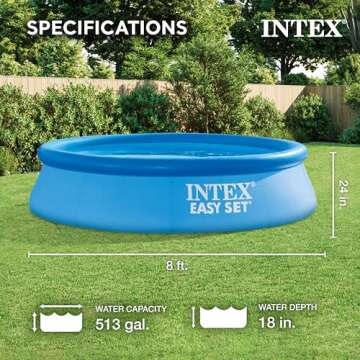 INTEX 28106EH Easy Set Inflatable Swimming Pool: 8ft x 24in – Puncture-Resistant Material – Quic...