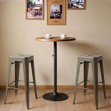 Furmax 30 Inches Metal Bar Stools Bar Height High Backless Stools Indoor Outdoor Stackable Kitchen S...