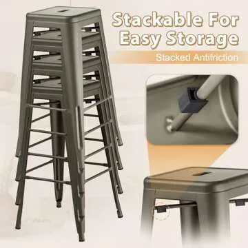 Durable Furmax Metal Bar Stools Set - Stackable & Stylish