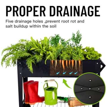 LEETOLLA 32" Tall Raised Garden Bed with Wheels & Shelf