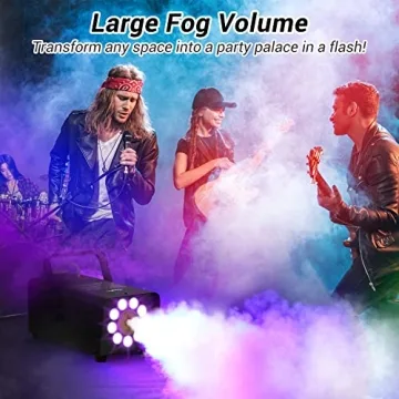 Fog Machine with 9 LED Lights and Remote Control