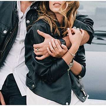 YOOESTORES82 2PCS Colorful Heart Ring Gold Band Rings Set for Women and Couples - Cute Love Heart St...