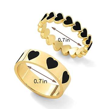 YOOESTORES82 Colorful Heart Ring Set for Couples and Gifts