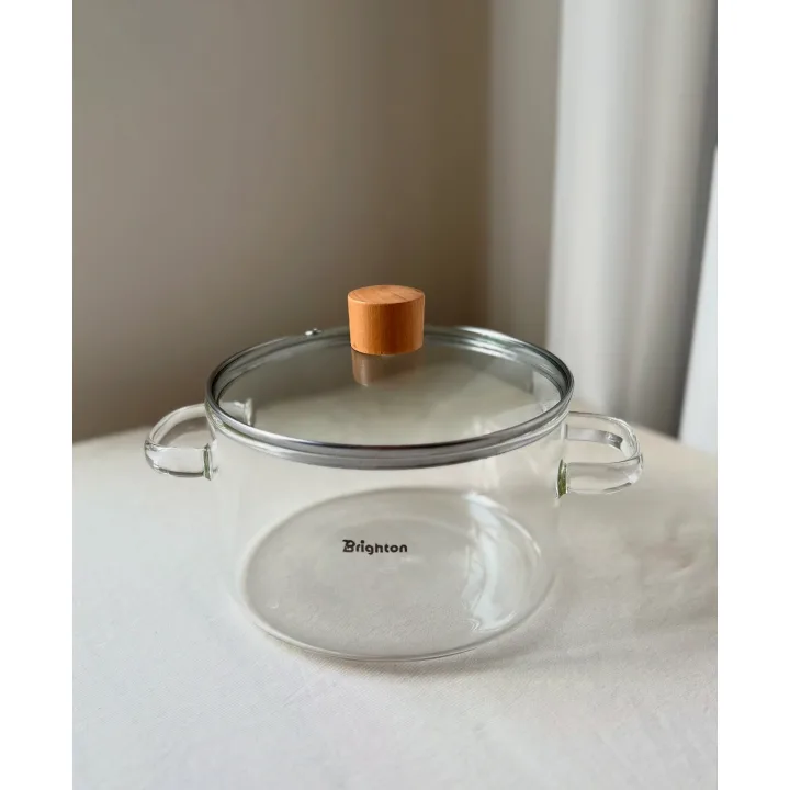 قابلمه پیرکس شیشه‌ای (شعله‌مستقیم)؛ مناسب فر و مایکروویو– مقاوم در برابر شوک حرارتی ۱.۸ لیتر