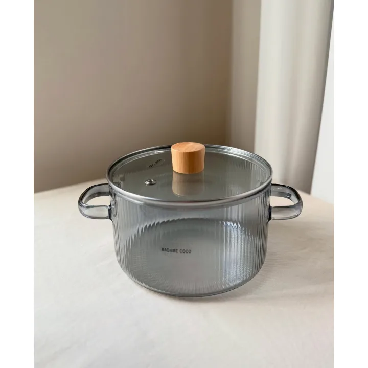 قابلمه پیرکس شیشه‌ای (شعله‌مستقیم)؛ مناسب فر و مایکروویو– مقاوم در برابر شوک حرارتی ۱.۸ لیتر