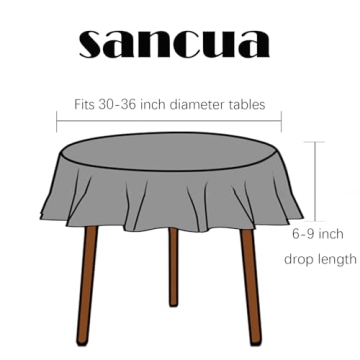 Sancua 48 Inch Round Tablecloth - Elegant Beige Water Resistant Table Cover for Events and Everyday ...