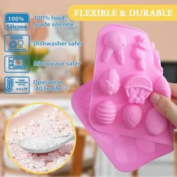 HKNMTT Silicone Gummy Chocolate Mold 2-PACK 9 Shaped Egg Rabbit 36 Cavities Candy Mould Wax Melt Tray for Gummies Cupcake Decor Kids Holiday Gift Fudge Making Set
