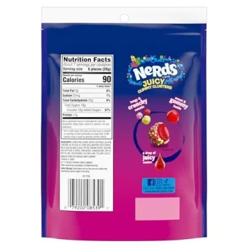 NERDS Juicy Gummy Clusters, Strawberry Punch, Juicy and Gummy Candy, 1 Stand Up Bag, for Snacking an...