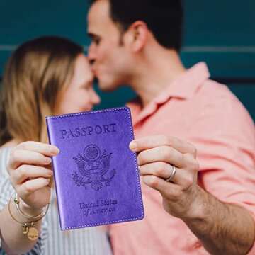 Passport Holder, Passport Cover, Passport and Vaccine Card Holder Combo, Passport Case with Vaccine Card Slot Passport Wallet for Women Men family, Passport Book Cruise Travel Essentials (purple)