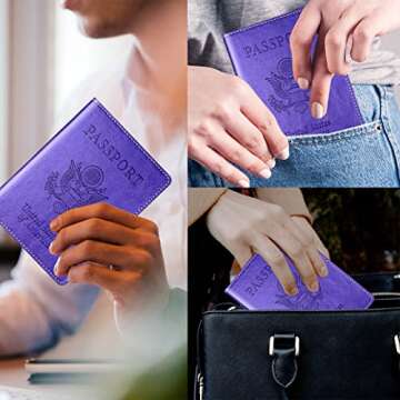 Passport Holder, Passport Cover, Passport and Vaccine Card Holder Combo, Passport Case with Vaccine Card Slot Passport Wallet for Women Men family, Passport Book Cruise Travel Essentials (purple)
