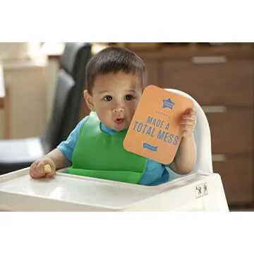 Tommee Tippee Easi-Roll Baby Bib, Crumb & Drip Catcher, Blue & Green - 7+ Months, 2 Count