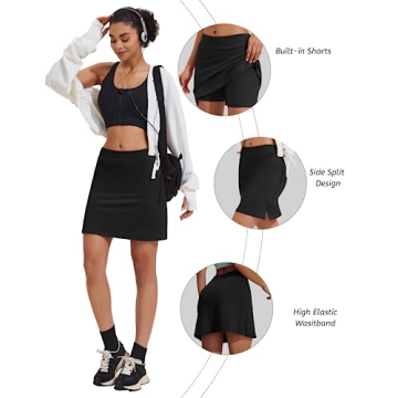 Ekouaer Women Skort with Shorts for Tennis and Golf