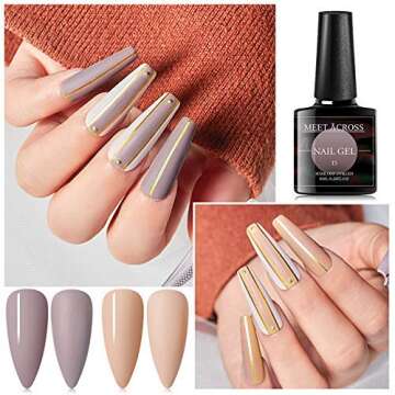 MEET ACROSS Nude Gel Nail Polish Set: 6 Colors for DIY Manicures with Gift Box